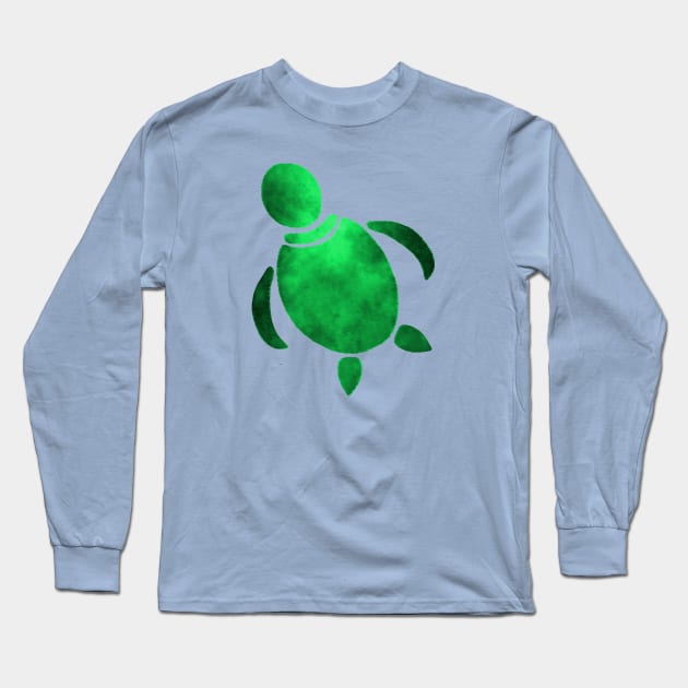 Green Sea Turtle Silhouette Long Sleeve T-Shirt by TheCameraEyeDesigns